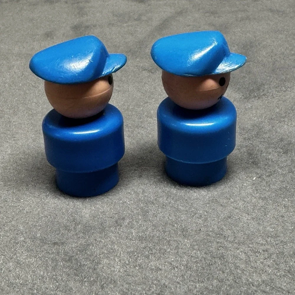 Vintage Fisher Price little people lot/2 blue plastic mailman pilot police man